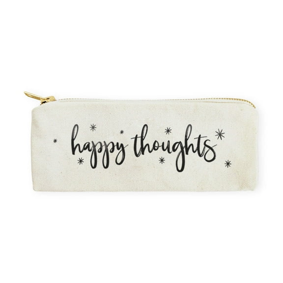 Happy Thoughts Cotton Canvas Pencil Case and Travel Pouch