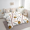 thumbnail image 3 of Homewish Boys Baseball Game 7-Piece Twin Bedding Sets,Ball Sport Lovers Bedding Comforter Set,Brown White Sheet Sets For Girls Kids,Super Cozy Room Decor Reversible, 3 of 8