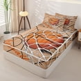 thumbnail image 2 of Castle Fairy Basketball Court Print Zipper Twin Comforter Sets with Fitted Sheet and 2 Pillowcases, Sport Theme Zipper Bedding Set, Orange White Brown,4-Piece, 2 of 6