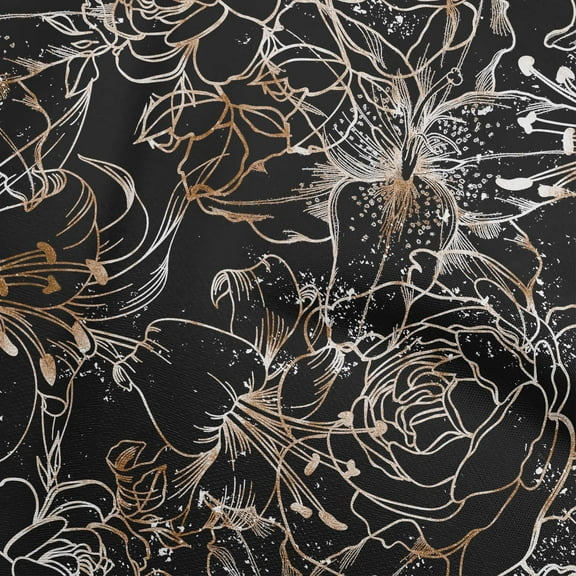 oneOone Polyester Spandex Brown Fabric Floral Sewing Material Print Fabric By The Yard 56 Inch Wide