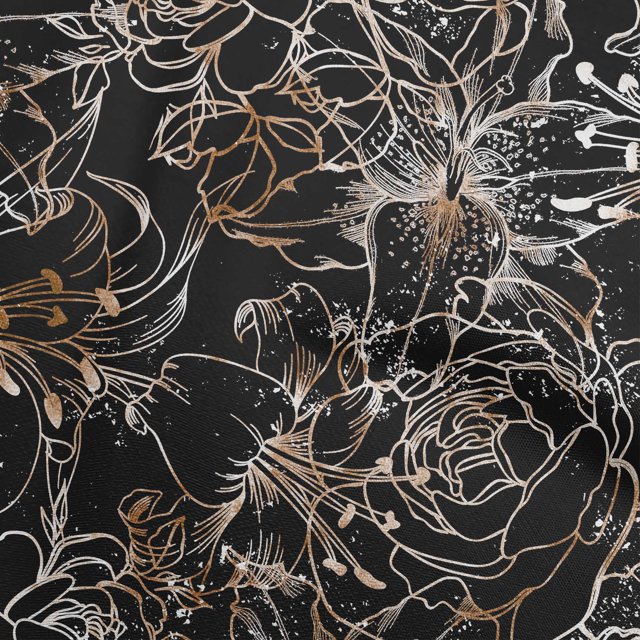 oneOone Cotton Poplin Brown Fabric Floral Craft Projects Decor Fabric Printed By The Yard 56 Inch Wide