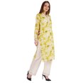 thumbnail image 2 of Bimba Printed Straight Kurti For Women Casual Summer Wear V-Neck W/ Lace Tunic Designer Kurta, 2 of 6