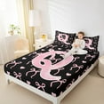 thumbnail image 4 of Feelyou Initial Letter Q Twin Sheet Sets, Pink Princess Twin Fitted Sheet, Cartoon Bow Flat Sheet, Ultra Soft Room Decorative, 3-Piece, 4 of 7
