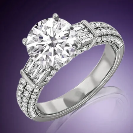 1.5Ct Round Cut Moissanite Women's Engagement Ring 14K White Gold Plated