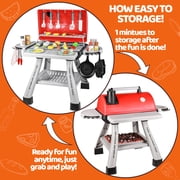 LieGorJi 41PCS Kitchen Playset Toys, Toy Grill for Kids, Pretend Play Food for Toddlers, Cooking Games for 1-3 3-5 5-8 Year Old