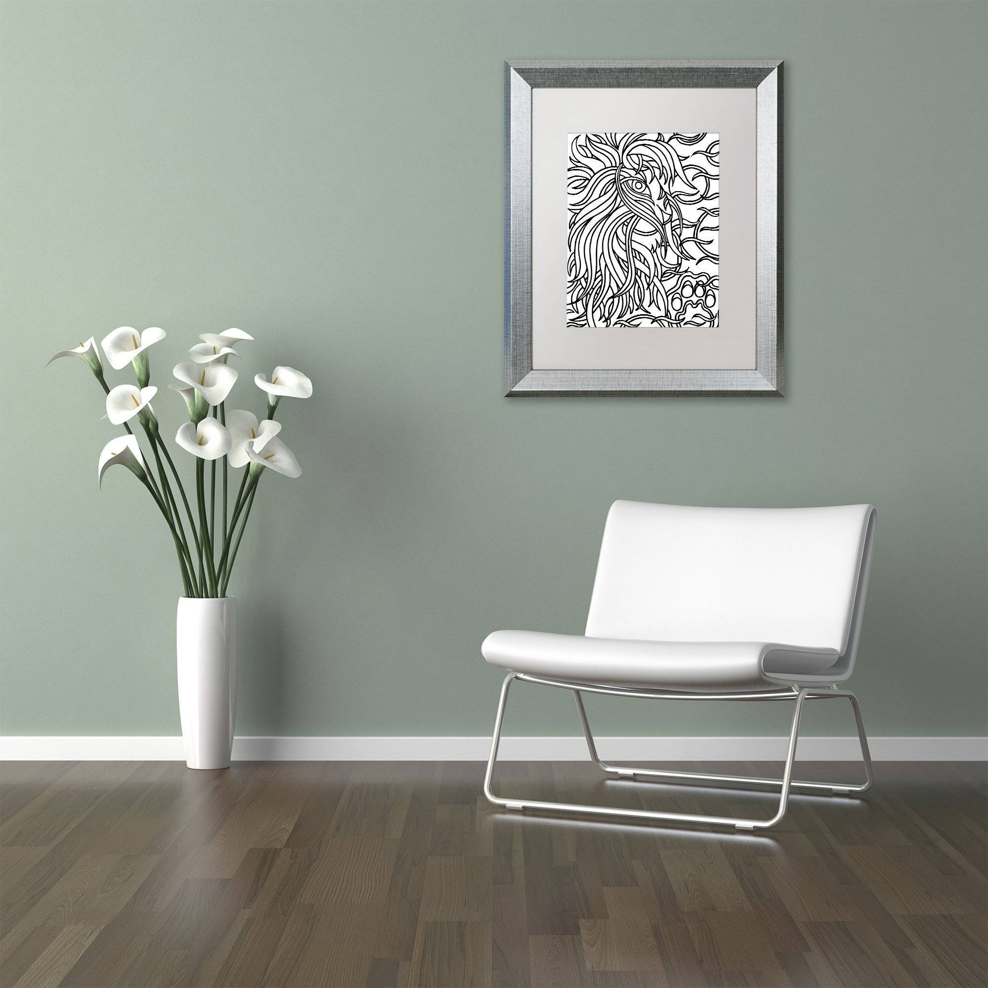 Trademark Fine Art "Lester the Lion" Canvas Art by Kathy G. Ahrens, White Matte, Silver Frame
