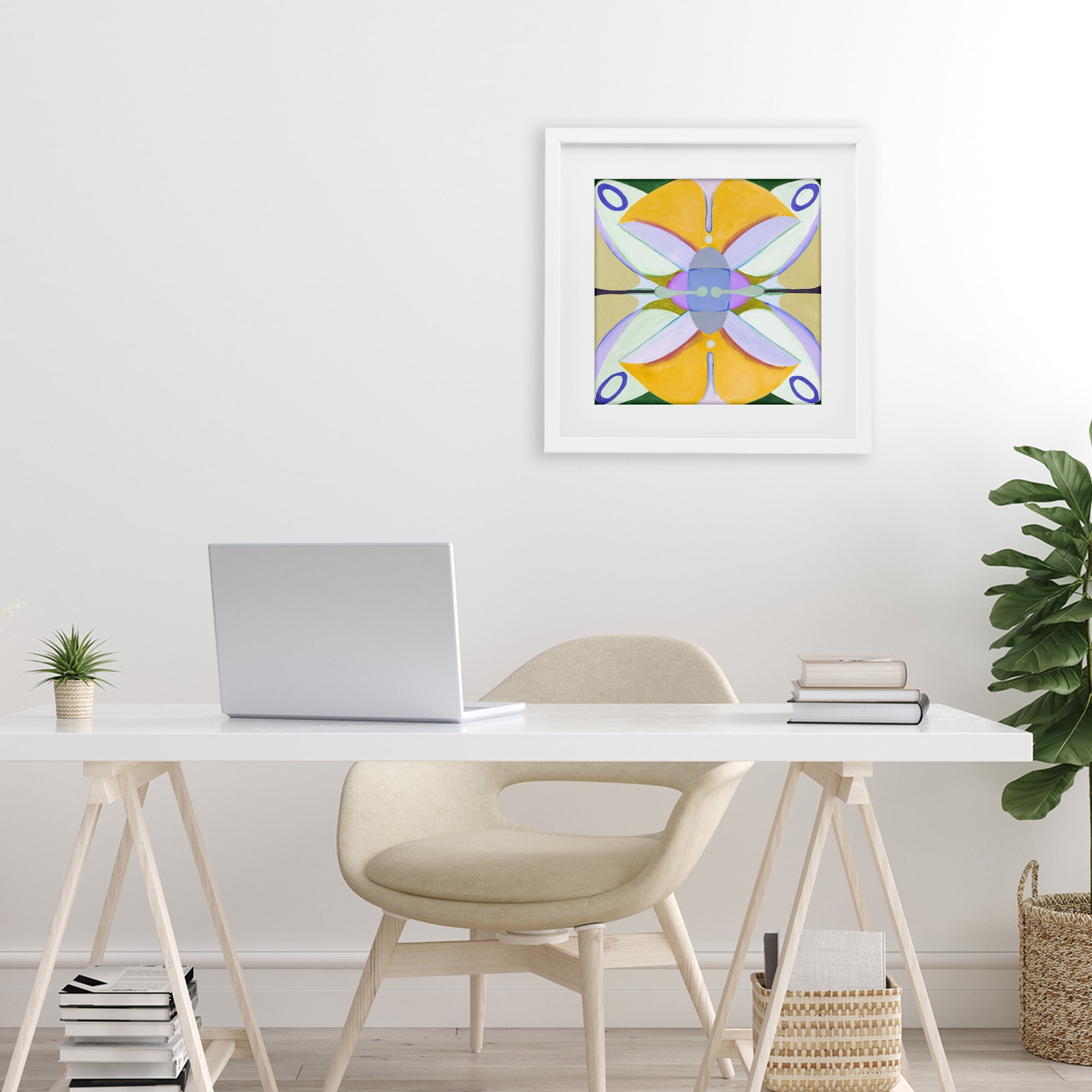 Stupell Industries Warm Revival Kaleidoscope White Framed Print Under Glass, design by Melissa Wang
