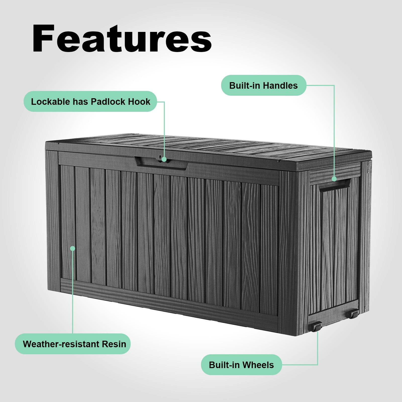 EASY UP 80 Gallon Resin Deck Box, Lockable Patio Outdoor Storage Box for Furniture, Garden Tools and Tools Storage, Waterproof Outside Storage Boxes.Independence Day Gift