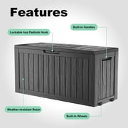 EASY UP 80 Gallon Resin Deck Box, Lockable Patio Outdoor Storage Box for Furniture, Garden Tools Storage, Waterproof Outside Storage Boxes.
