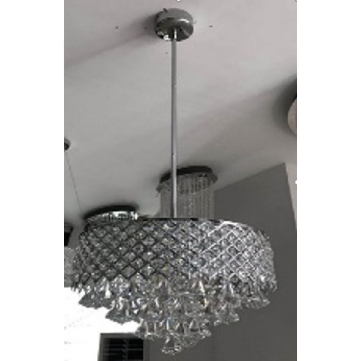 Finesse Decor Dimmable Tube Style Flush Pendant Lamp Chandelier, Silver