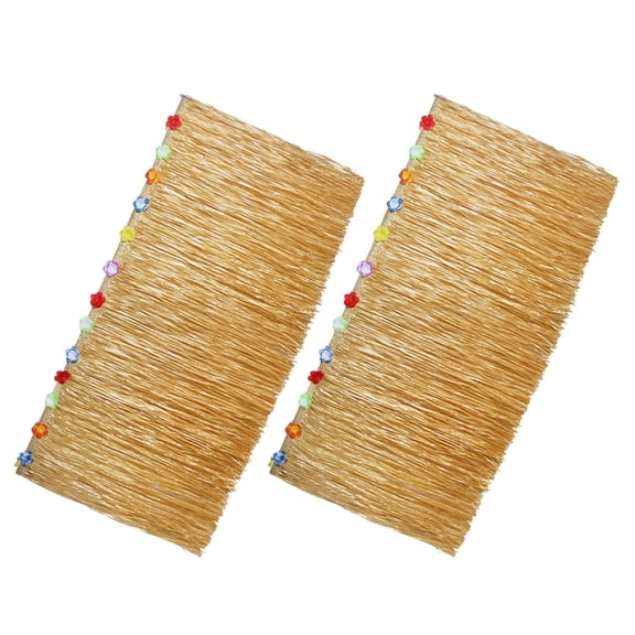 OULII Hawaiian Grass Skirt Light Brown Fabric Party Table Skirts 2 Pieces 100x75cm