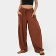 thumbnail image 1 of ICHUANYI Clearance Women's Casual Elastic Waist Drawstring Long Pants With Pocket(Brown, M) ICHUANYI WER2023081401180, 1 of 8