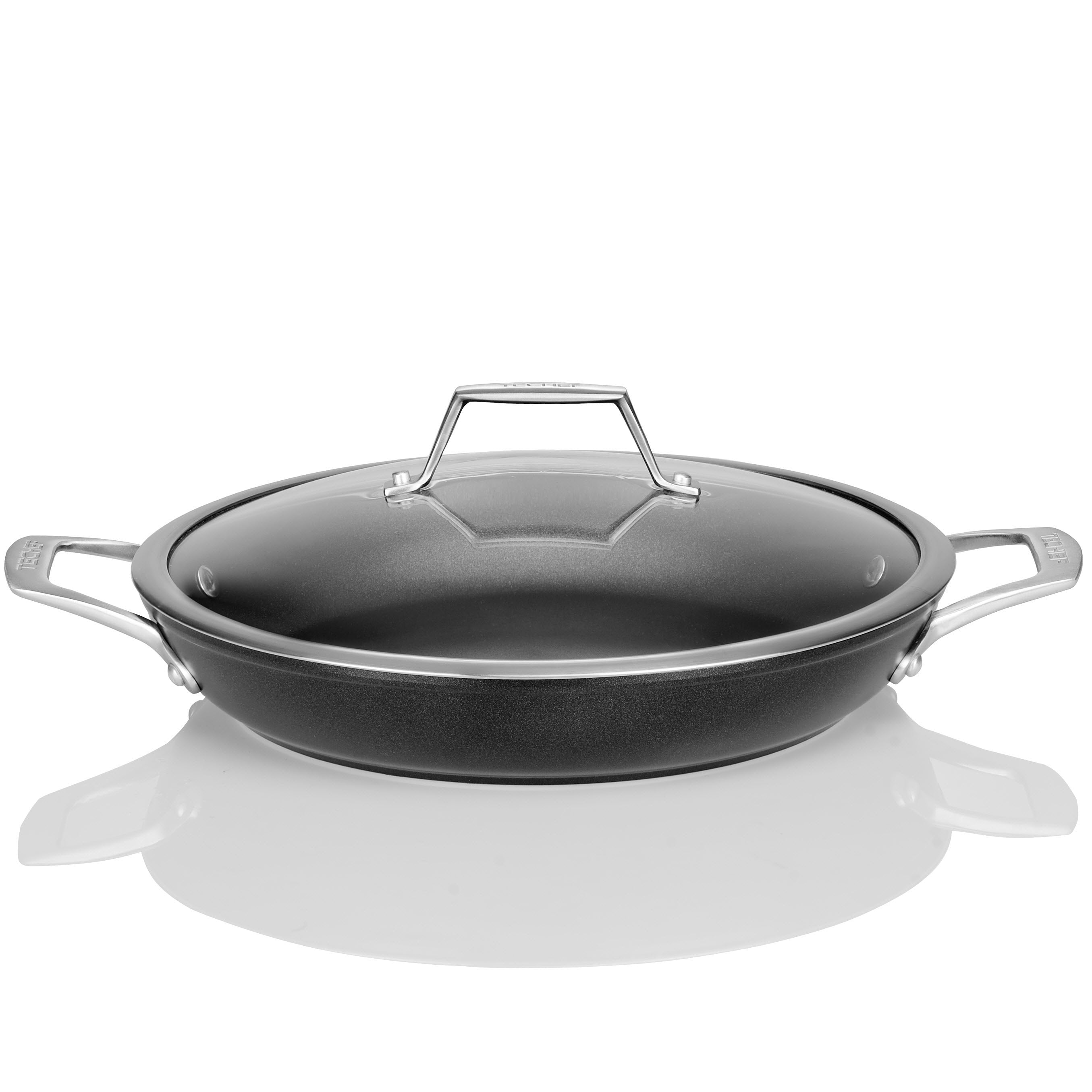 Onyx Collection 12 Wok/Stir-Fry Pan with Glass Lid Coated with New Teflon Platinum Non-Stick Coating TECHEF 