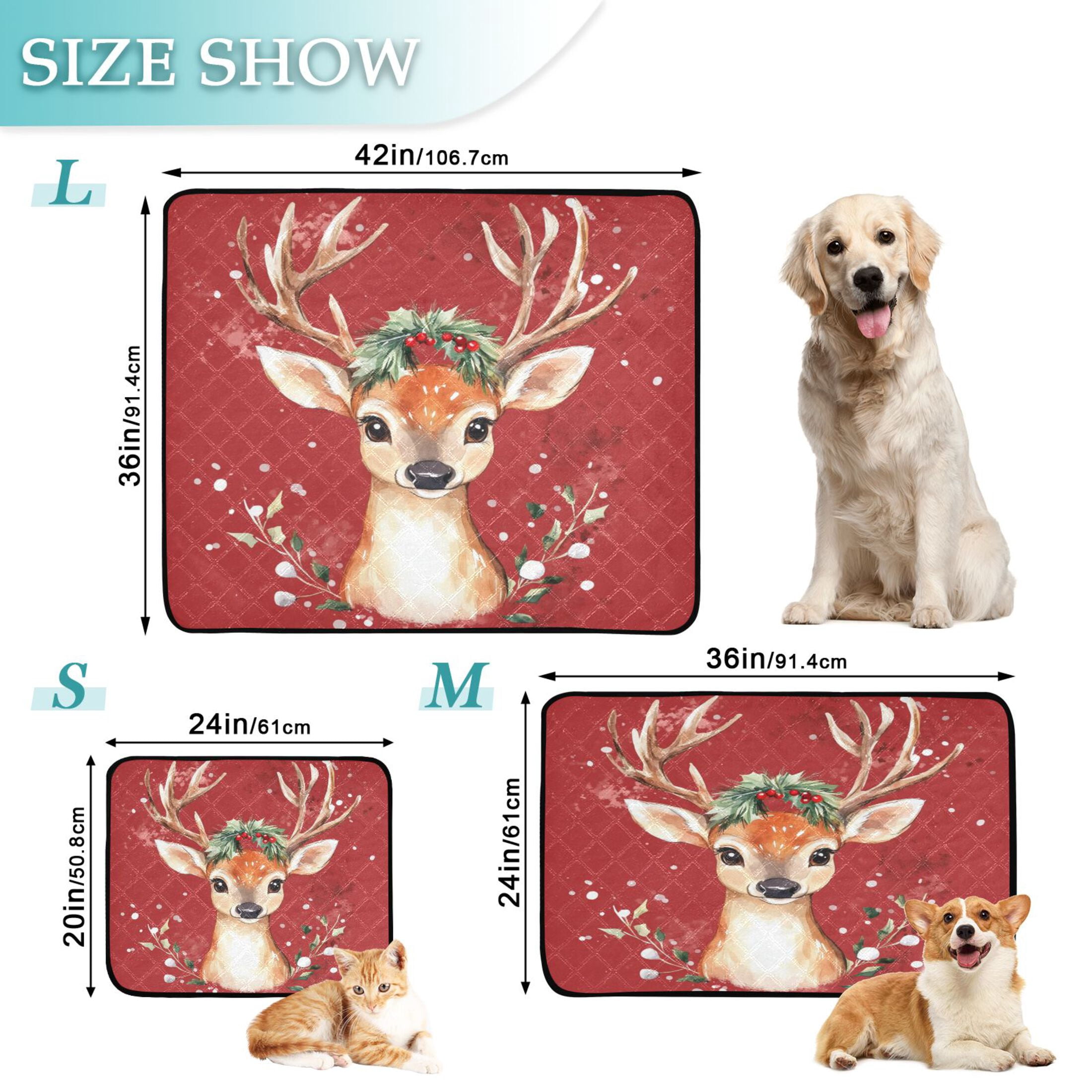 Qxltty Watercolor Painting Of A Cute Deer Cat litter Pads Pet Set of 2 Diaper Mats Center Anti-leakage Layer Absorbent Soft and Comfortable