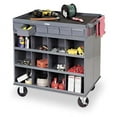 thumbnail image 2 of Durham 662-95 18 Gauge Lockable 2 Sided Cart with 12 Open Bins & 12 Drawers & All Lips Up, Gray - 34 x 24 x 34 in., 2 of 6
