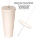 thumbnail image 3 of Vaso de plástico Happon de 24 oz para café, agua fría de verano, con pajita y tapa, color beige, 3 of 5