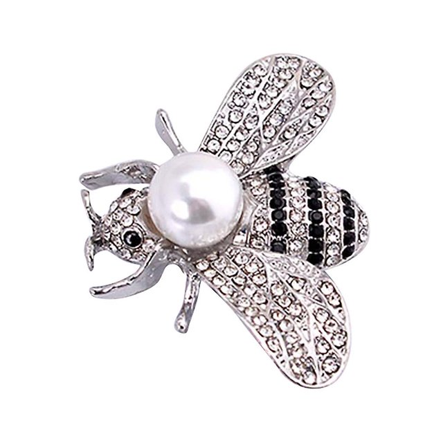 Broche HUOGUO Little Bee Crystal Pin, moderno para mujer, 3 x 4 cm