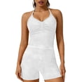thumbnail image 4 of Soyumi Two Piece Workout Sets For Women, Tank Top seamless Halter Sports Bra Matching High Waist Booty Lifting Shorts Gym Yoga Active Wear OutfitsWhite, 4 of 5