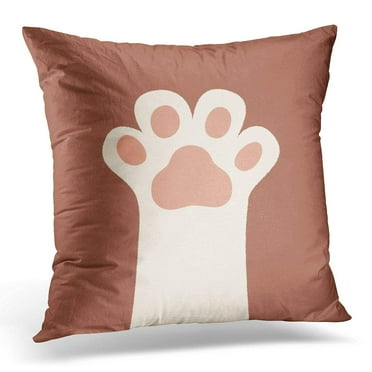 CMFUN Cat White Kitten Paw Brown Simple Cartoon Flat Style Palm Pillows case 18x18 Inches Home Decor Sofa Cushion Cover