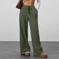 thumbnail image 5 of Wide Leg Pants for Women Elastic Waisted Drawstring Casual Comfy Soft Fall Loose Lounge Trousers with Pockets (XL, Army Green), 5 of 7