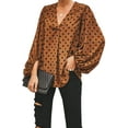 thumbnail image 1 of Blouses en Chiffon Col en V pour Femmes Manches Ballon Décontractées, 1 of 6