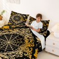 thumbnail image 3 of Homewish Skull Spider Web Queen Sheets,Baroque Damask Queen Sheet Sets,Black Golden,Halloween Bed Set,4 Pieces,1 Flat Sheet, 1 Fitted Sheet and 2 Pillowcases, 3 of 6