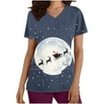 thumbnail image 2 of JINGWANGYHBD Womens Nurse Unifrom Christmas Scrub Shirts Snowman Print Tops Merry Xmas Working Uniforms Going Out Party Scrubs Top with Pockets, 2 of 5
