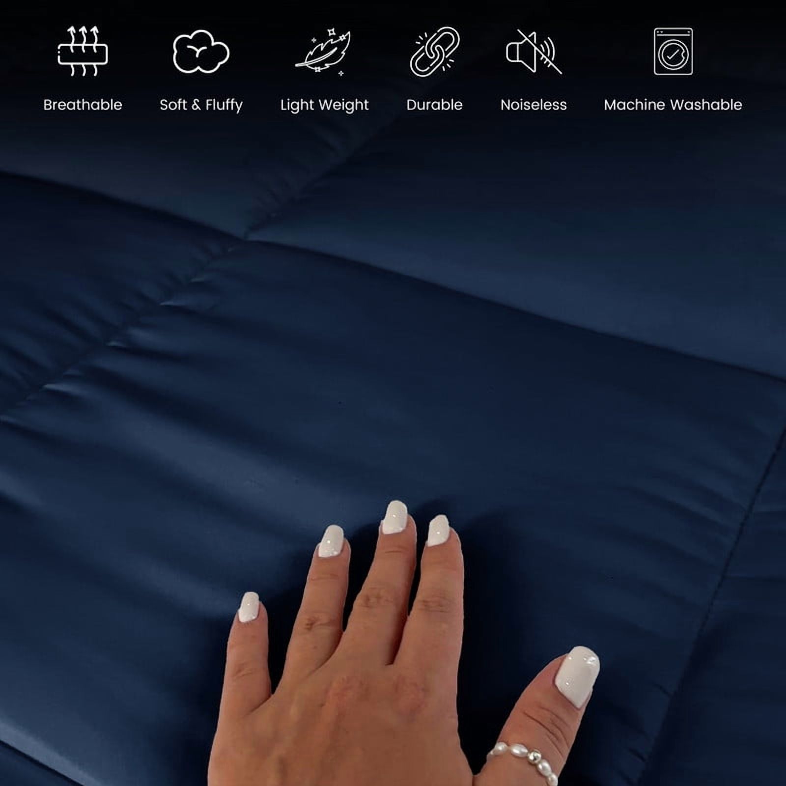Lux Decor Premium Queen Comforter Down Alternative - All Season Box Stitched Quilted Duvet Insert with Corner Tabs, 250 GSM Virgin PSF Filling, Machine Washable Bedding - Oekotex Certified - Navy