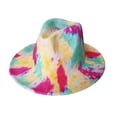 thumbnail image 3 of ZHENHONG Fedora Hats for Women and Men Tie-Dye Printed Wide Brim Jazz Hat for Dance Concert Casual Cozy Headwear Blue, 3 of 3