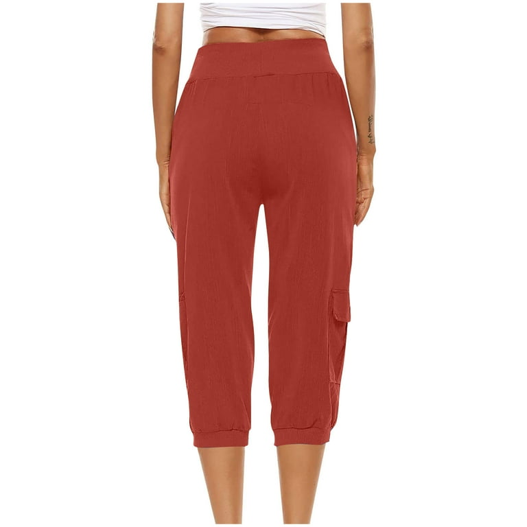 Women's plus size red best sale capris