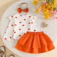 thumbnail image 6 of WhouRiu Baby Girls Casual Outfits Long Sleeve Ruffle Tees Bow Skirts And Headband Sets Cute Clothes, 6 of 8