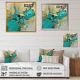 thumbnail image 4 of Designart "Turquoise Gold Captivating Liquid Ink" Abstract Marble Wall Art Print, 4 of 5