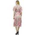 thumbnail image 3 of Bimba Women's Pink Floral Mid Calf Length Drawstring Kimono Kaftan Dress - 24, 3 of 8