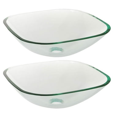 Aquaterior 2 Pack Square Tempered Glass Above Counter Vessel Bowl Vanity Sink