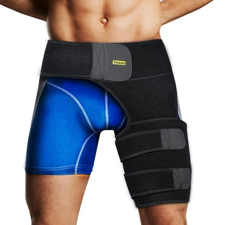 Dilwe Compression Thigh Sleeve, Hip Groin Support Wrap Brace Hamstring Hip Injury Leg Waist Support Sleeve for Men & (Best Compression Shorts For Hip Flexor Injury)