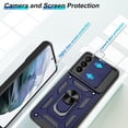 thumbnail image 2 of Compatible with Samsung Galaxy S21 Plus Case with HD Screen Protector with Slide Camera Cover, 360° Rotation Ring Kickstand [Military Grade] Case for Samsung Galaxy S21 Plus,Blue, 2 of 16
