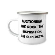 AUCTIONEER. THE ROCK. THE INSPIRATION. THE SUPERSTAR. 12oz Camper Mug, Auctioneer, Fun Gifts For Auctioneer from Colleagues, Oz camper mug gift, New 12oz camper mug gift, Oz camper mug gift ideas, Oz