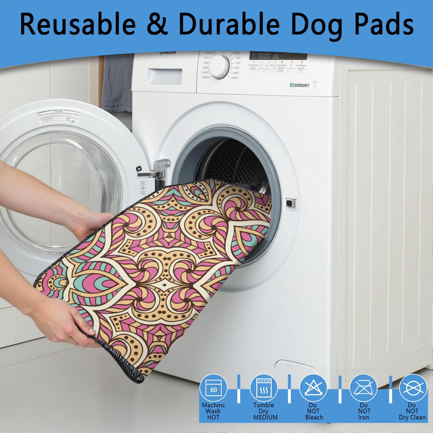 48" x48" Washable Reusable Pee Pads Mandala, Non-Slip Dog Potty Pads with Quick-Absorb Layer for Crate and Floor Protection