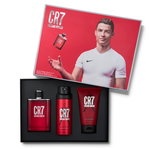 CR7 by Cristiano Ronaldo pour Hommes - Coffret Cadeau 3 Pcs Vaporisateur EDT 3,4 Oz, Vaporisateur Corporel 5,1 Oz, Gel Douche 5,1 Oz
