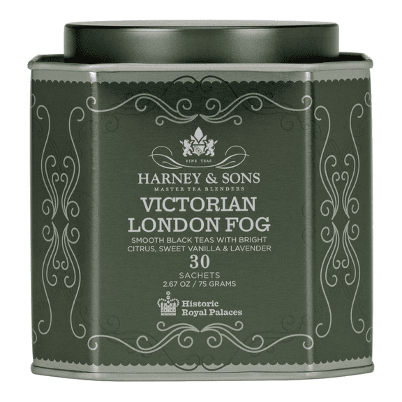 Harney & Sons Victorian London Fog, Smooth Black Tea With Bright Citrus, Sweet Vanilla & Lavender, 30 Sachets, 2.67 oz (75 g)