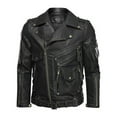 thumbnail image 6 of Dovford Men's Faux Leather Jacket Motorcycle Jacket Waterproof Windproof PU Moto Vintage Bomber Hoodie with Removable Hood, 6 of 6