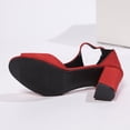 thumbnail image 4 of Xucatan Women's Peep Toe Chunky Heel Sandals, T Strap Suede Shoes with Back Zipper, Open Toe Comfortable Dress Heels, Versatile Spring Summer Party Footwear Gift, 4 of 9