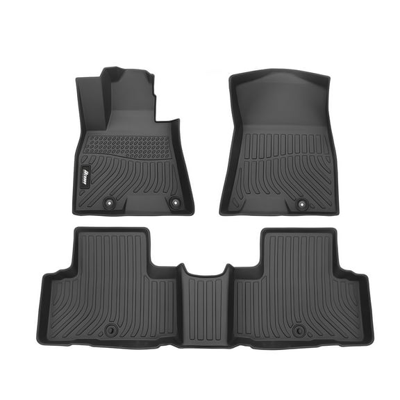 Ikon Motorsports Floor Mats Compatible With 2021-2025 Genesis GV80 5 & 7 Seats, 3D Molded Car Carpets 1st 2nd Row Front Rear Protection Pad 3PC Set TPE All Weather Liner Protector