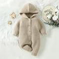 thumbnail image 4 of Frostluinai Baby Girls' Knitting Jumpsuit New Born Baby Button Down Winter Sweater Toddler Lined Onesie Pajamas Warm Hooded Romper Pram for Infant, 4 of 9