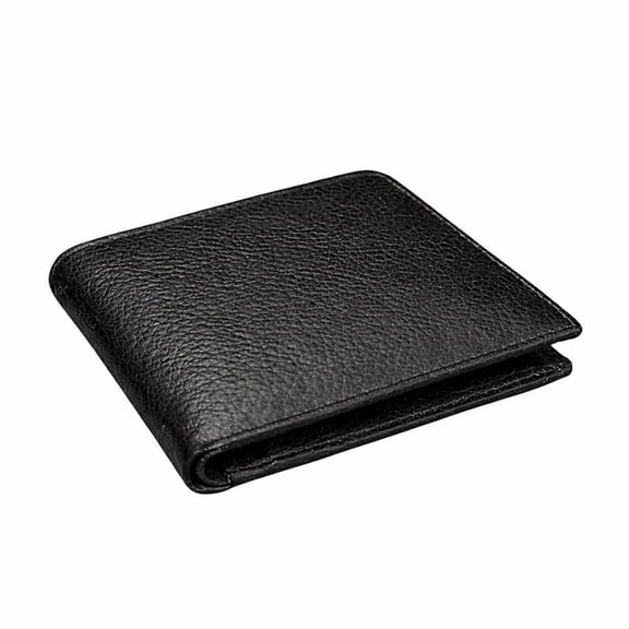 Hunar-Men's Leather Bifold Wallet with Coin Pocket, 3 Card Slots, Cash Pocket & Secret Compartment-Black