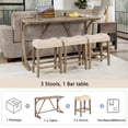 thumbnail image 3 of GZXS 4-Piece Counter Height Dining Set with 3 Upholstered Stools, Industrial 59" Long Bar Table with Charging Station, for Kitchen & Living Room (Brown), 3 of 8