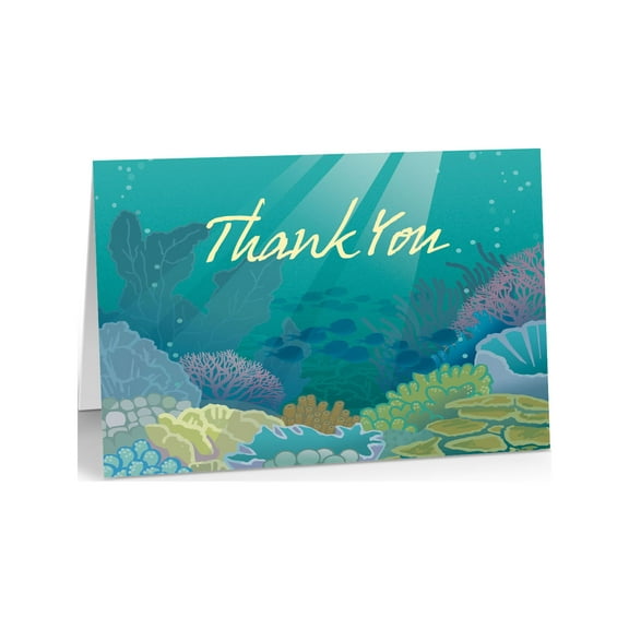 Ocean Floor Thank You Note Card - 10 Cards and Envelopes - 14086