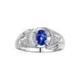 thumbnail image 1 of RYLOS Men's Rings Sterling Silver Rings Classic Designer Style 8X6MM Gemstone & Diamond Ring Blue Star Sapphire September Birthstone Rings For Men Size 11, 1 of 7