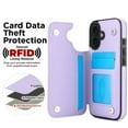 thumbnail image 6 of Allytechgroup Flip Wallet Case for iPhone 17 with Card Slots, Premium PU Leather [RFID Blocking] [Double Magnetic Button] Kickstand Shell, Shockproof Anti-Fall Protective Case, Purple, 6 of 7