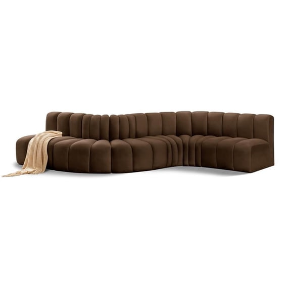 Meridian Furniture Arc Brown Velvet Modular Sectional
